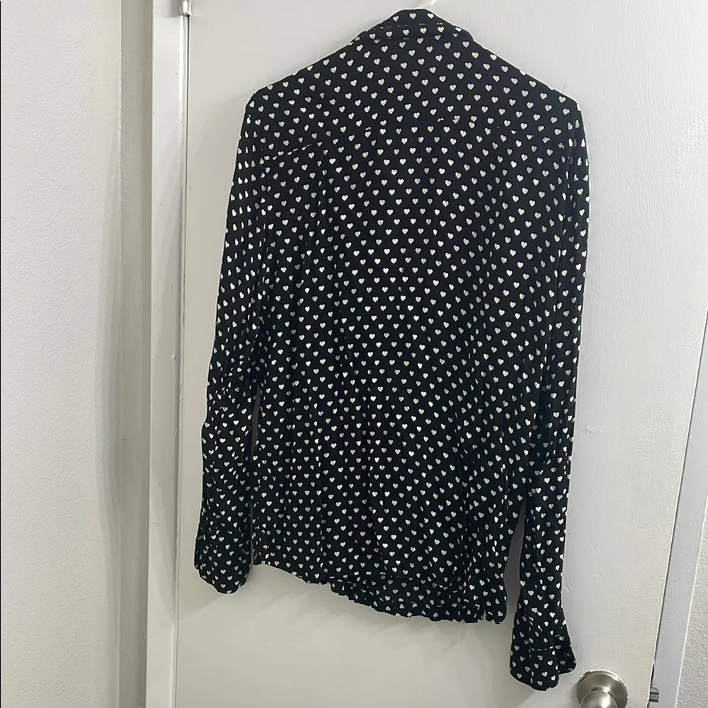 All Saints Black and White Fitted Long Sleeve Button Down Shirt - Picture 5 of 5